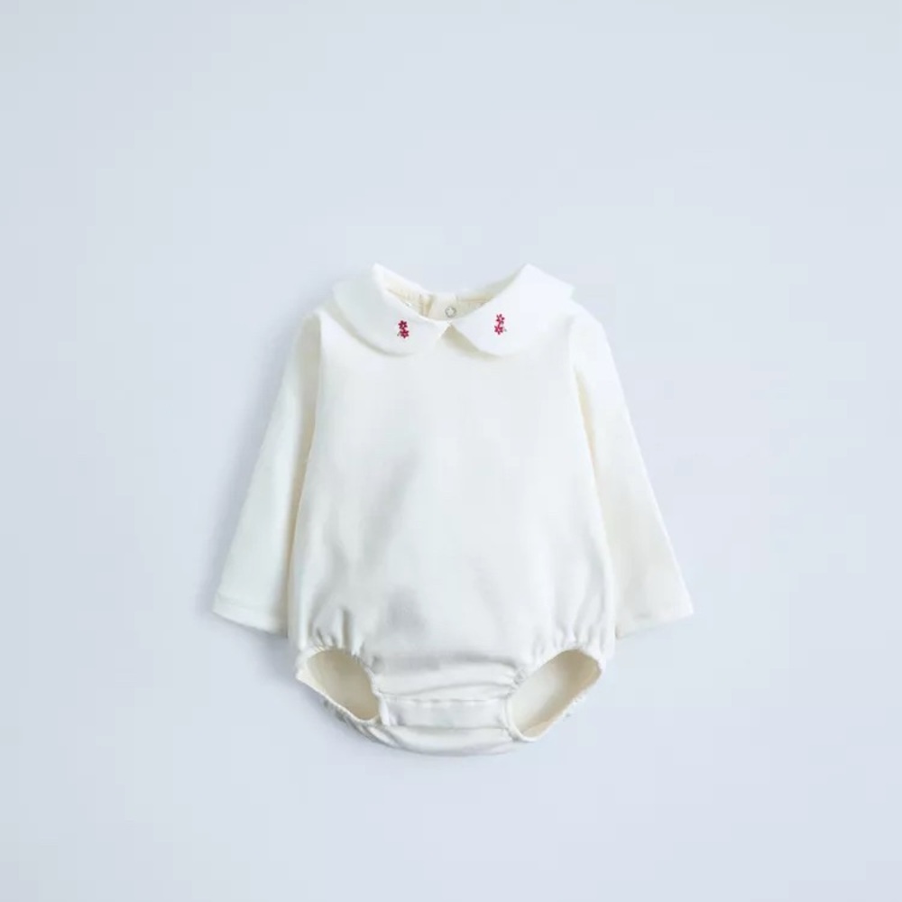 Zara White Long Sleeve Bodysuit with Pink Accents can be used  for twins same